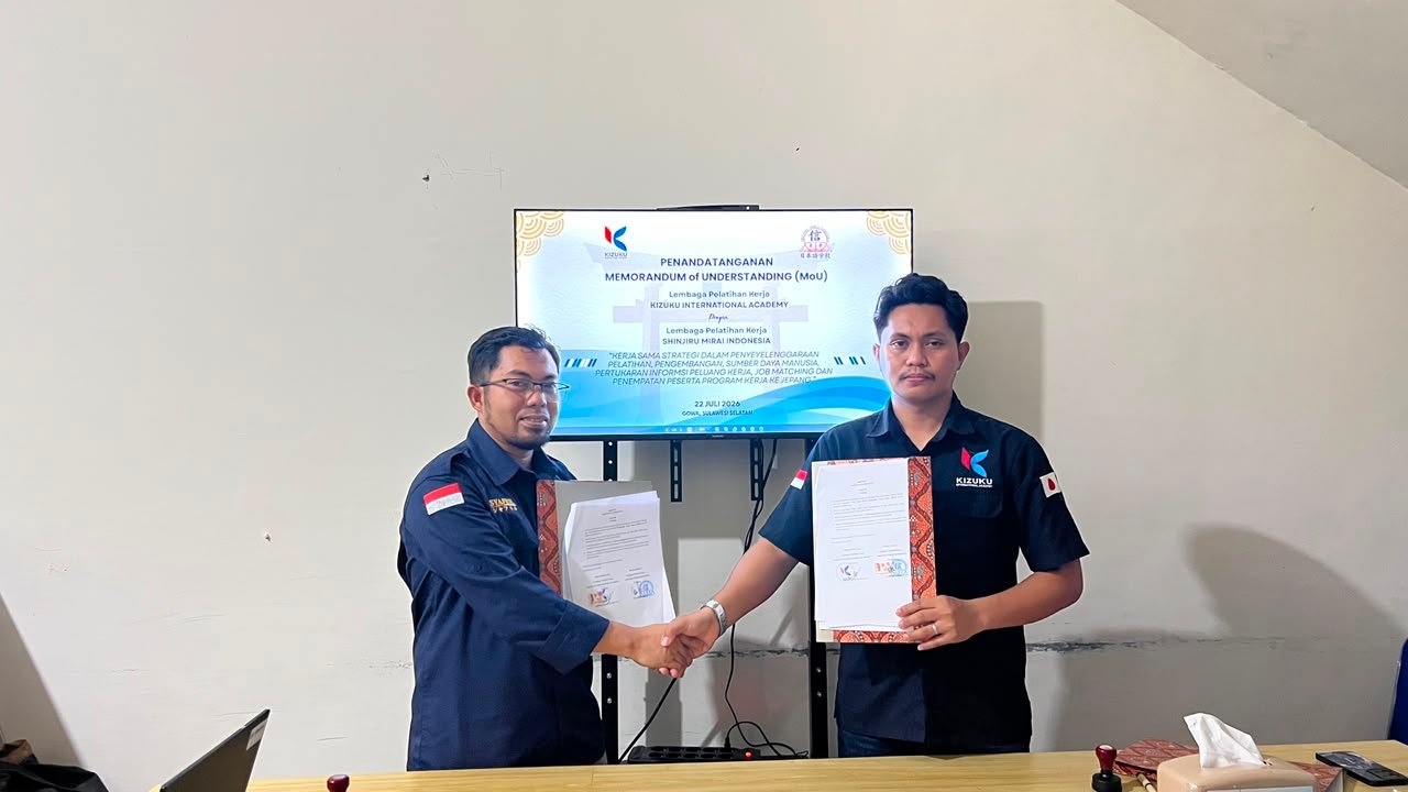 LPK Kizuku International Academy dan LPK Shinjiru Mirai Resmi Tandatangani MoU, Perkuat Sinergi dalam Membuka Peluang Karier ke Jepang